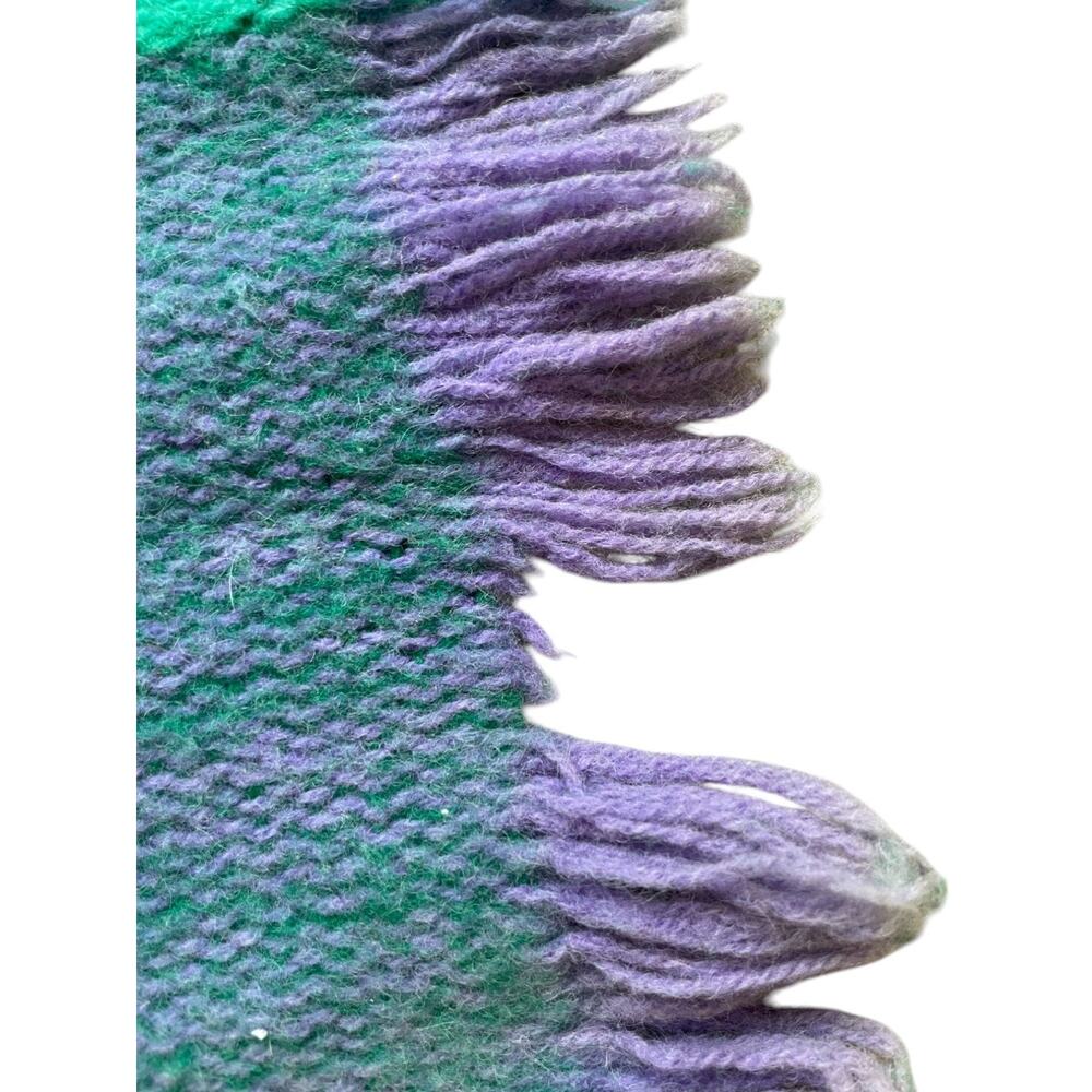 Permano Wool Cape Wrap Shawl Multicolor Plaid 43"x49" Made in Colombia - Picture 9 of 12